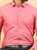 Pink Self Weaved Cotton Shirt