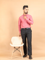 Pink Self Weaved Cotton Shirt