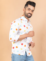 Crepe Polka Dotted Printed Shirts For Men