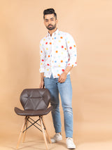 Crepe Polka Dotted Printed Shirts For Men