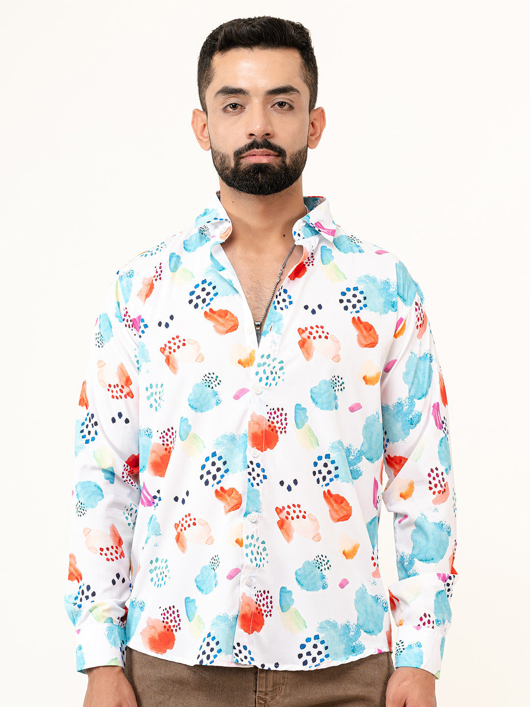 Abstract Crepe Printed Shirt For Men