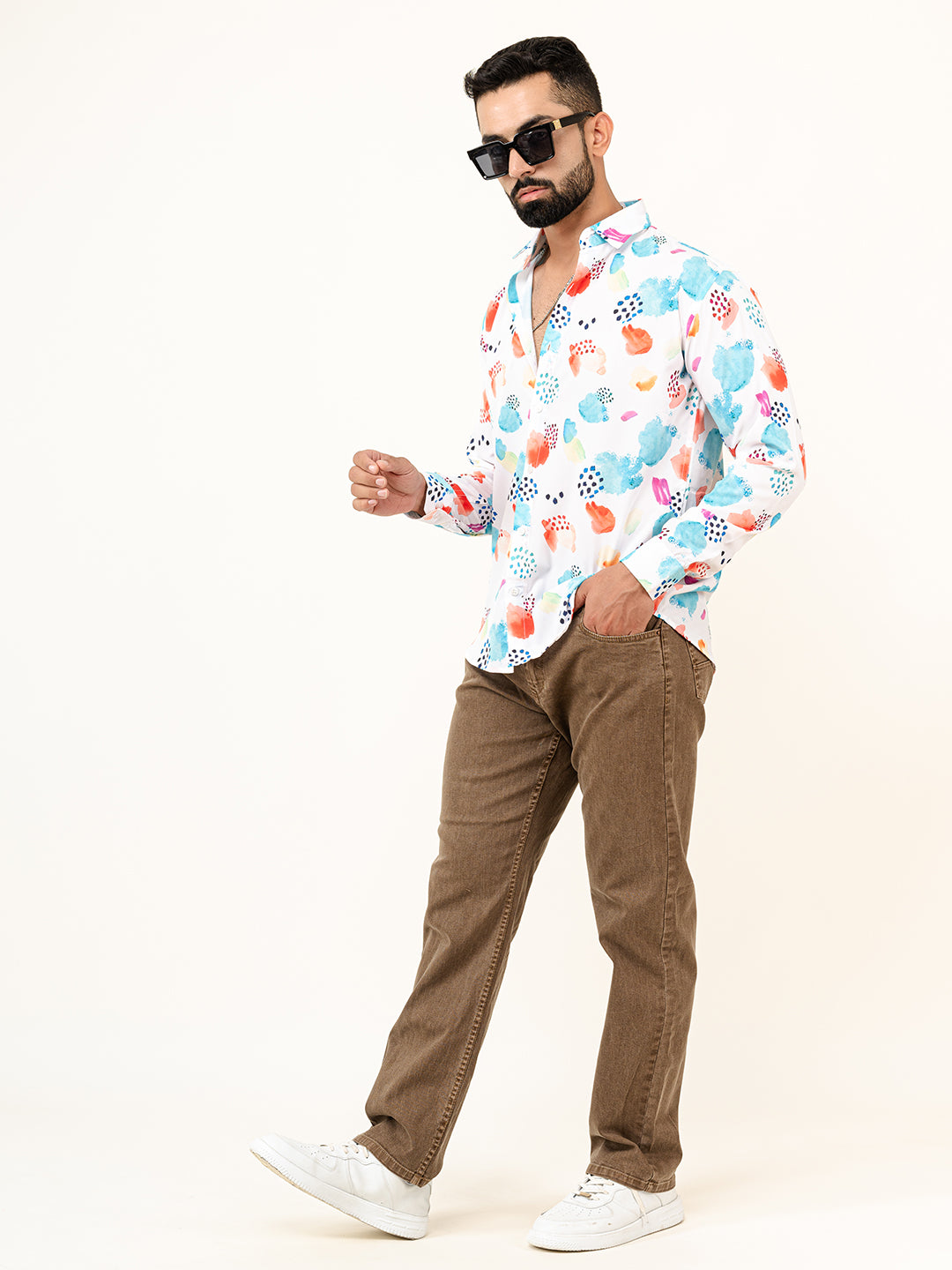 Abstract Crepe Printed Shirt For Men