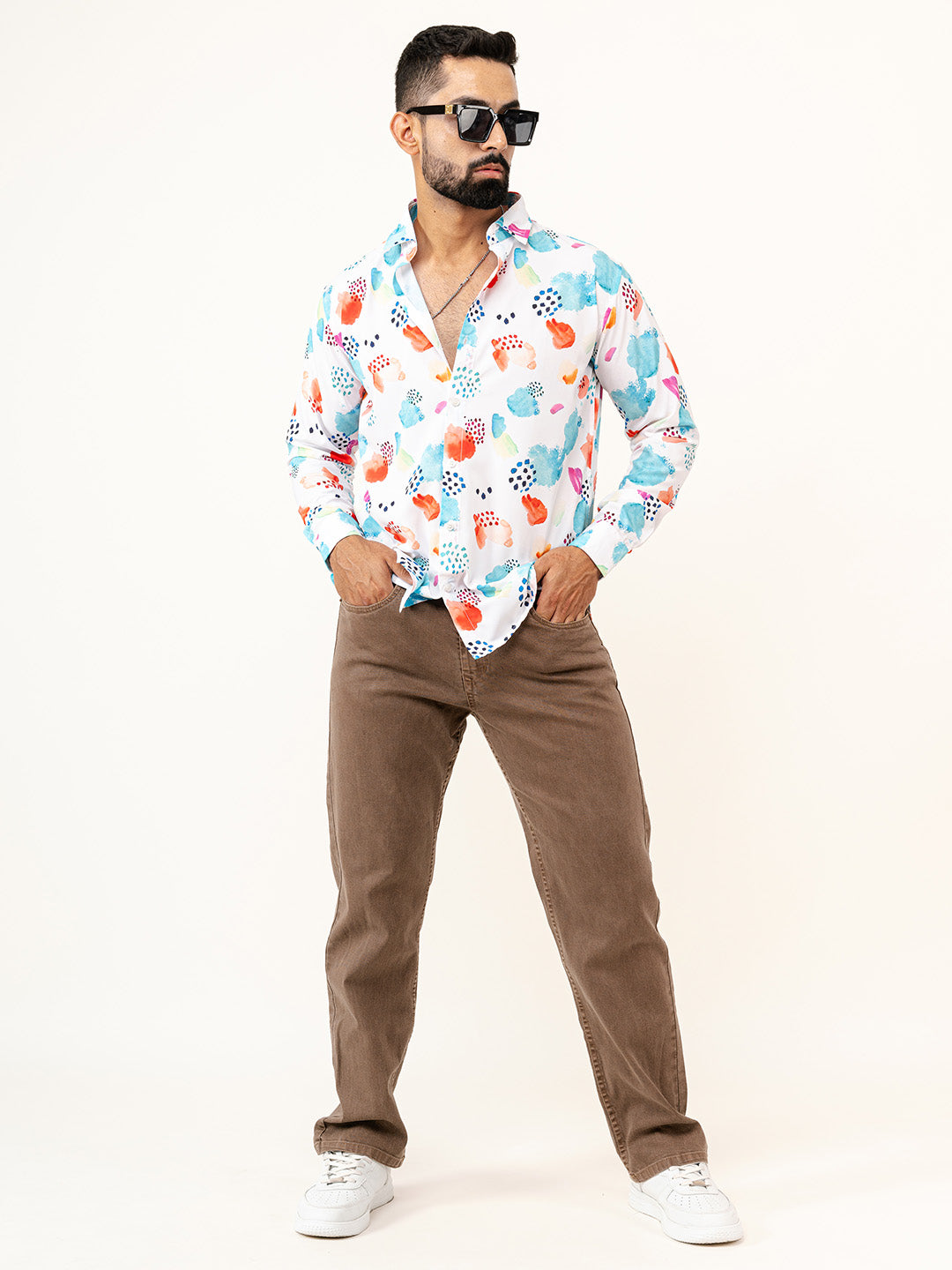 Abstract Crepe Printed Shirt For Men