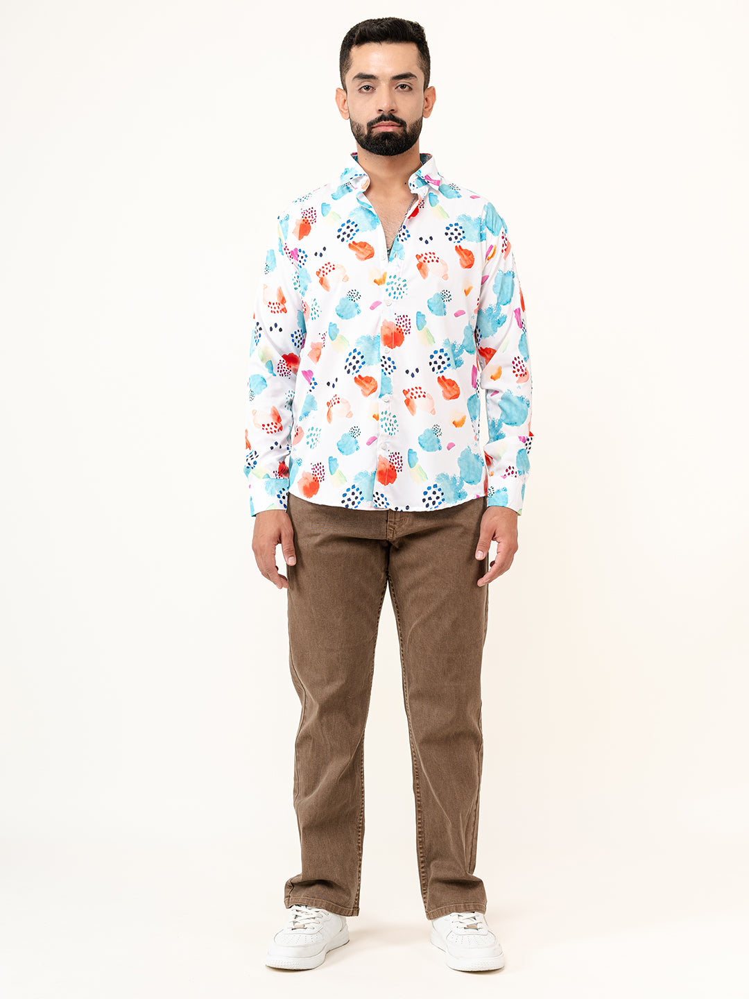 Abstract Crepe Printed Shirt For Men