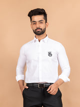 Leo Embroidered White Giza Cotton Shirt