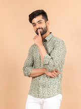 Cotton Green Full Sleeves Jaipuri Print Shirt