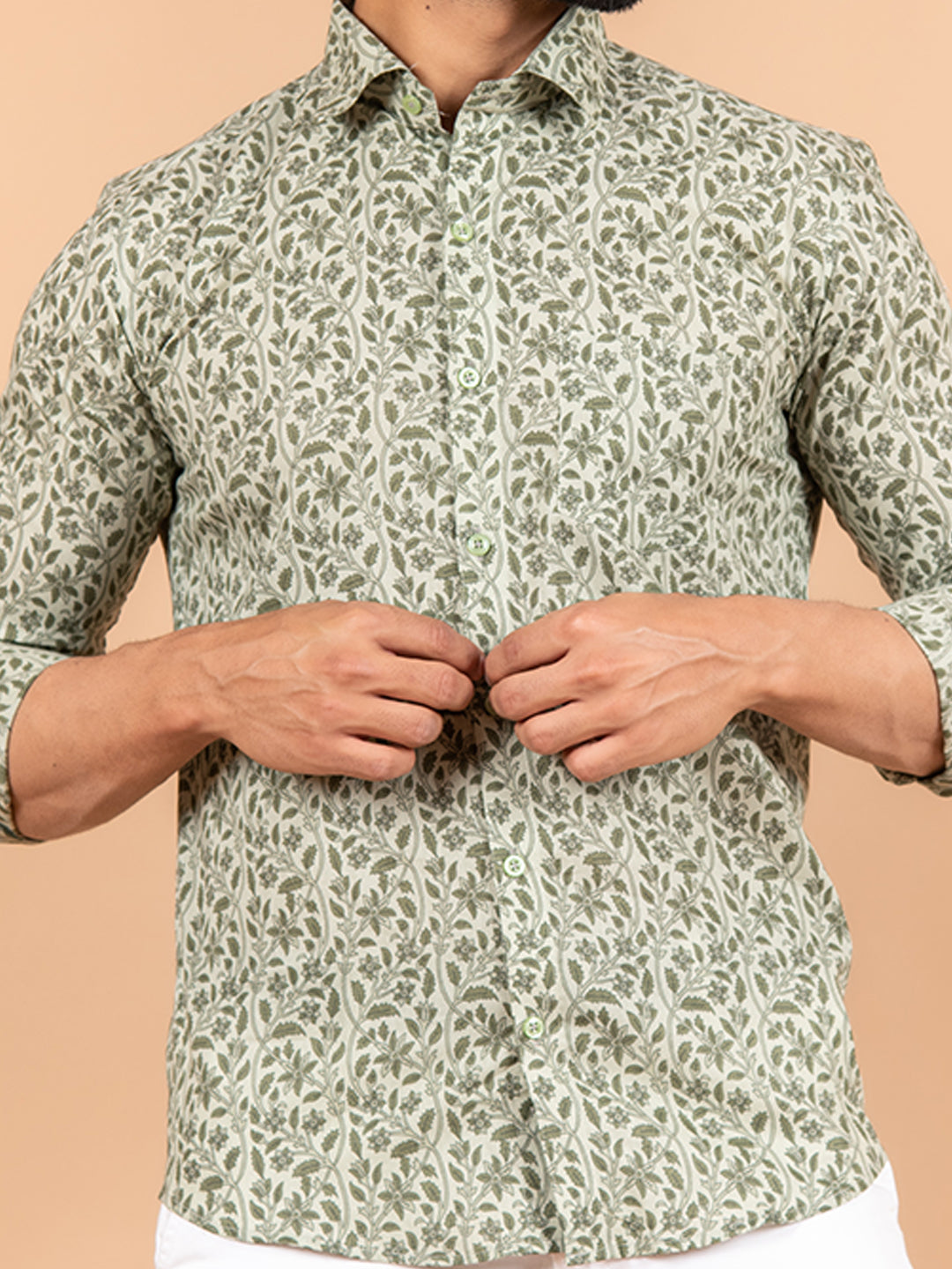 Cotton Green Full Sleeves Jaipuri Print Shirt