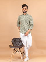 Cotton Green Full Sleeves Jaipuri Print Shirt