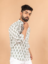 White Motifs Jaipuri Printed Shirt