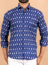 Blue Jaipuri Full Sleeves Printed Shirt