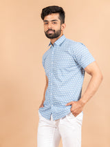 Blue Cotton Jaipuri Printed Shirt