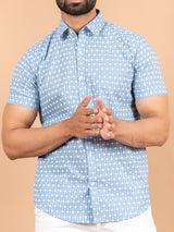 Blue Cotton Jaipuri Printed Shirt