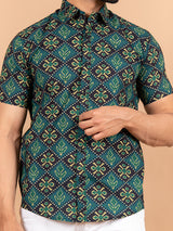 Cotton Green Jaipuri Printed Shirt