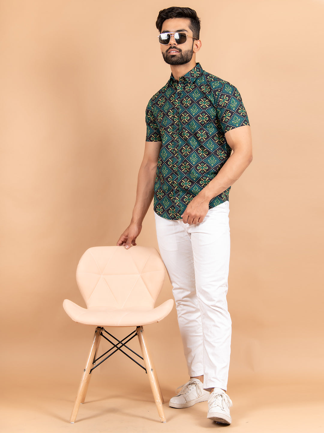 Cotton Green Jaipuri Printed Shirt