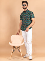 Cotton Green Jaipuri Printed Shirt