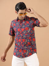 Blue Floral Jaipuri Cotton Printed Shirt