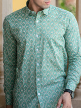 Cotton Sea Green Jaipuri Printed Shirt