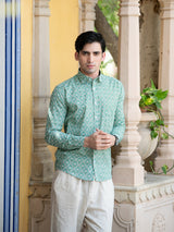 Cotton Sea Green Jaipuri Printed Shirt