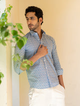 Blue Full Sleeve Jaipuri Printed Shirt