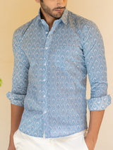 Blue Full Sleeve Jaipuri Printed Shirt