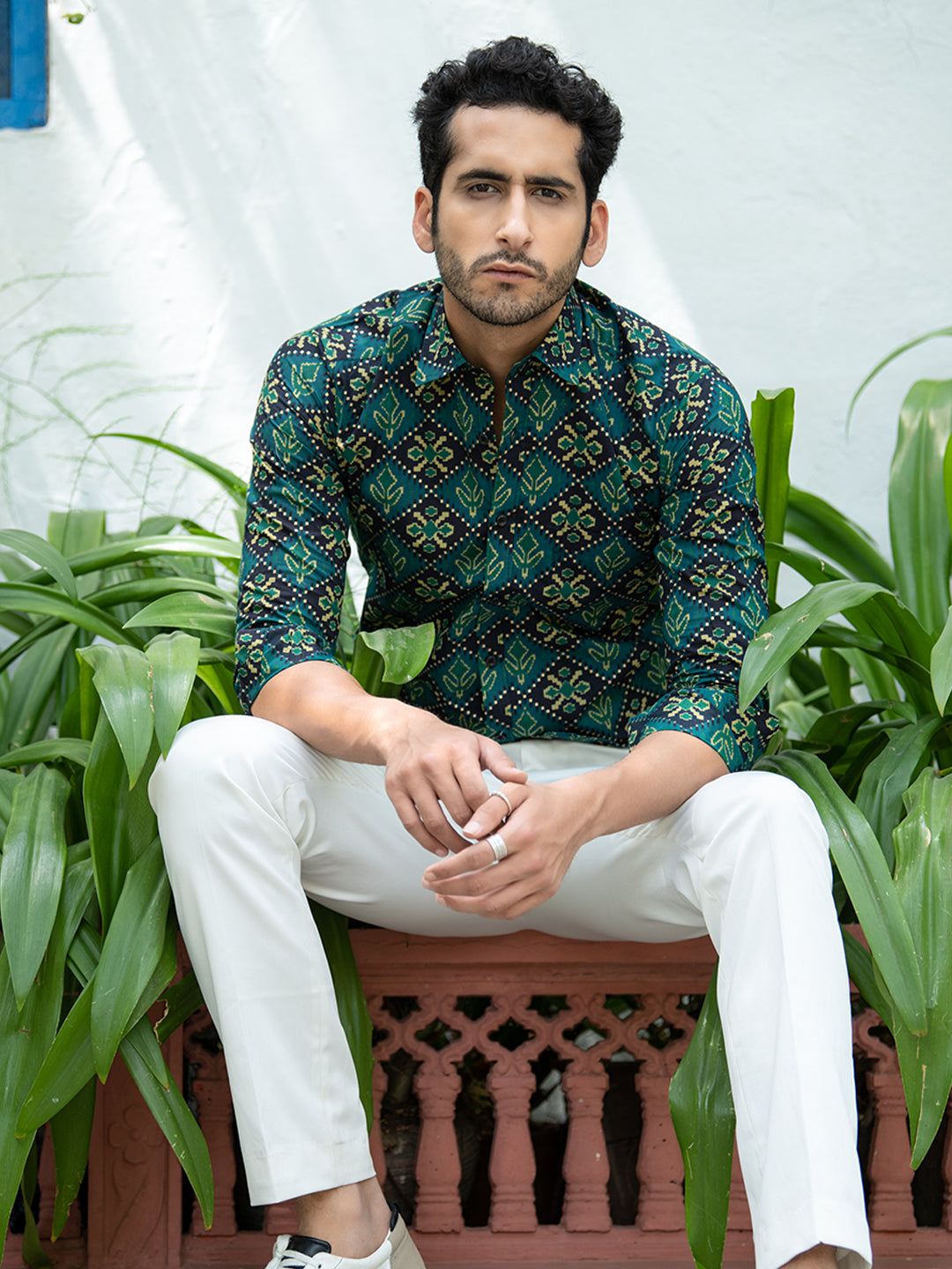 Green Jaipuri Cotton Printed Shirt For Men