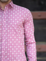 Cotton Pink Jaipuri Printed Shirts For Men