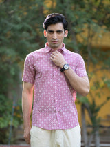 Cotton Half Pink Jaipuri Printed Shirt