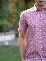 Cotton Half Pink Jaipuri Printed Shirt