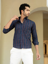 Cotton Chevron Jaipuri Printed Shirt For Men