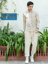 Camel Jaipuri Printed Shirt For Men