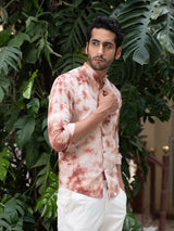 Brown Tie and dye Full Sleeves Cotton Shirt