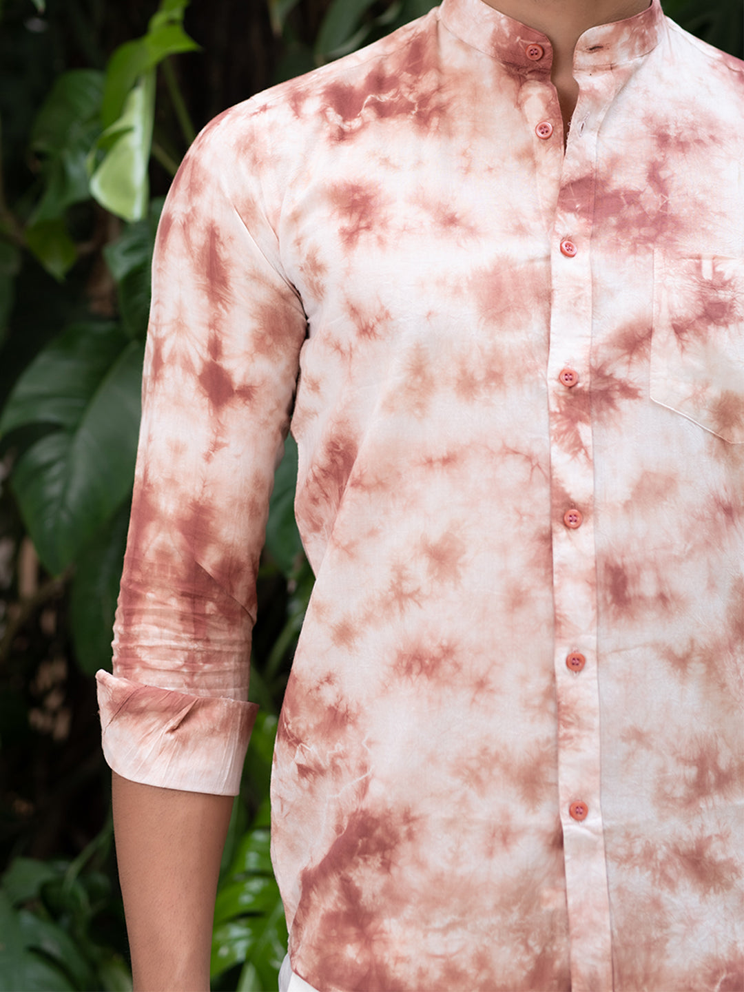 Brown Tie and dye Full Sleeves Cotton Shirt