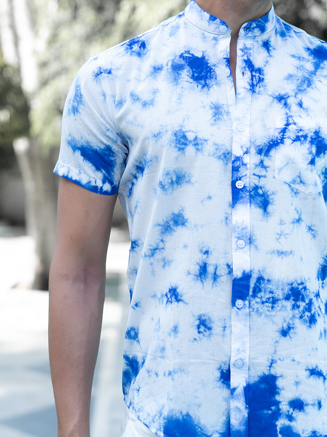 Blue Tie and Dye Half Sleeves Shirt