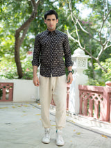 Black Jaipuri Cotton Printed Shirt