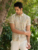 Khaki Camel Printed Shirt For Men