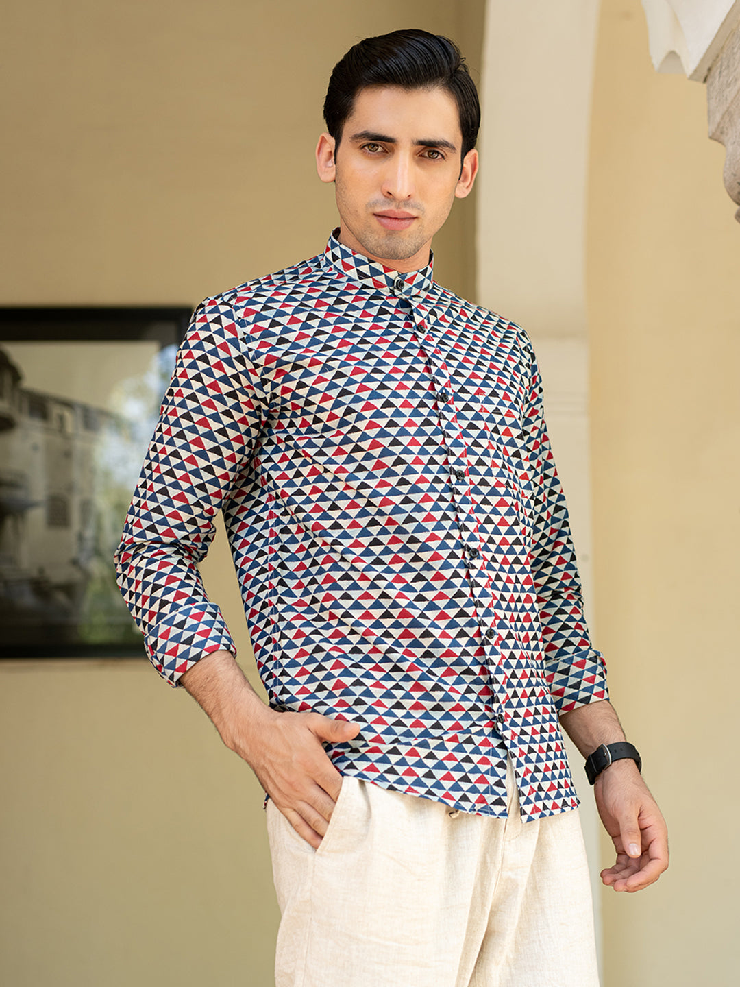 Multicolor Triangle Cheque Print Shirt