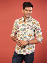 Multi Color Elephant Full Sleeve Printed Shirt