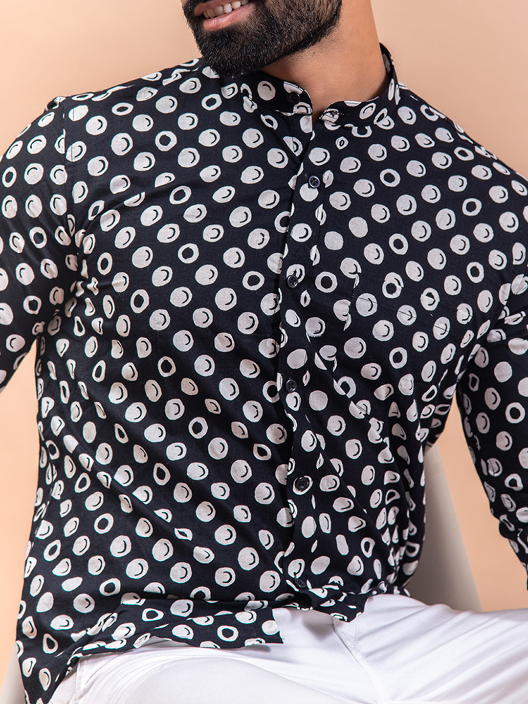 Black & White Polka Dots Full Sleeve Shirt