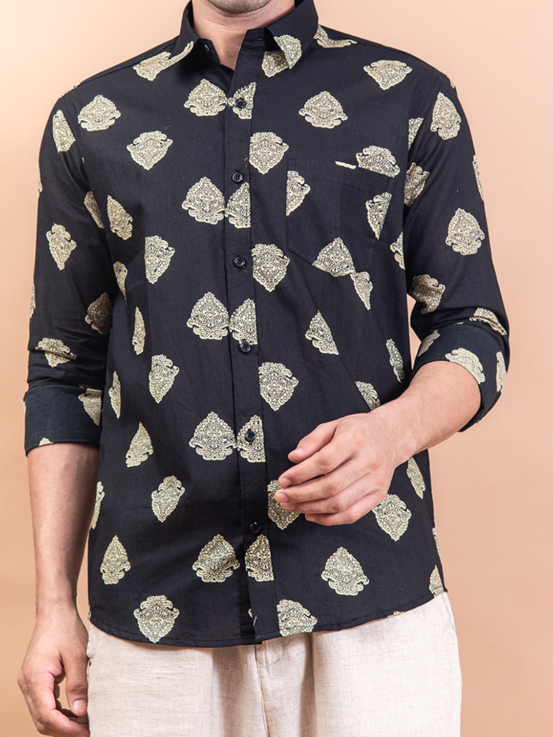 Black Motifs Jaipuri Printed Full Sleeves Shirt