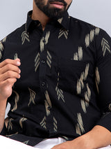 Full Sleeves Cotton Black Arrow Printed Shirt