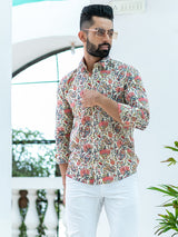 Cream Floral Printed Shirt