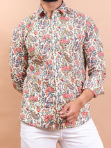 Cream Floral Printed Shirt