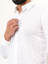 White Embroidered Full Sleeves Cotton Shirt