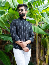 Black Hand Block Cotton Printed Shirt