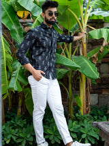 Black Hand Block Cotton Printed Shirt