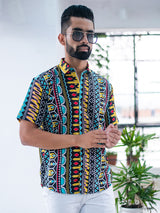 Multicolor Aztec Half Sleeves Printed Shirt