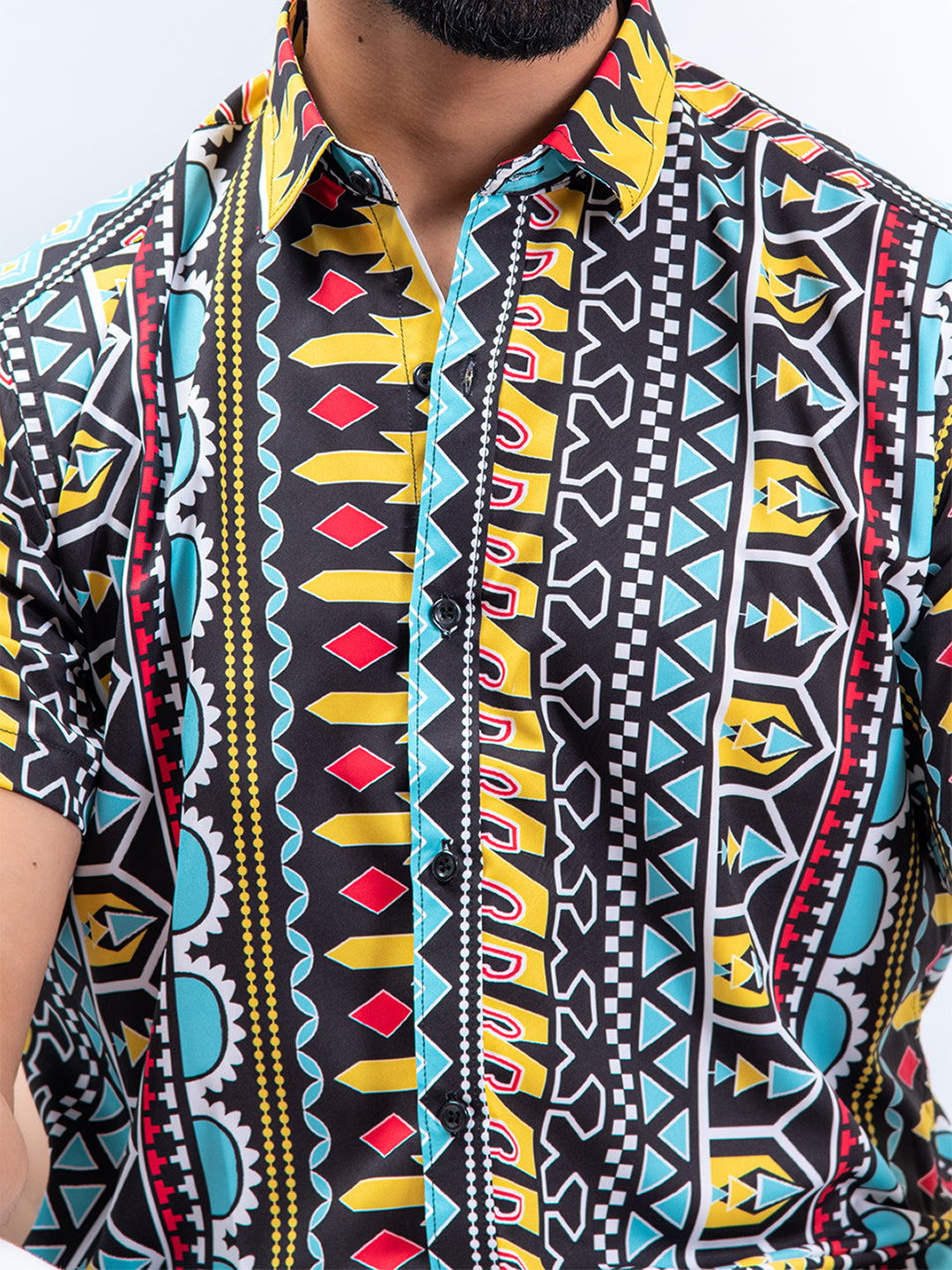 Multicolor Aztec Half Sleeves Printed Shirt