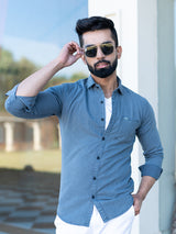 Solid Grey Denim Shirt