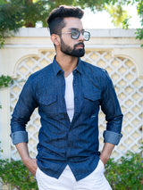 Solid Blue Denim Shirt