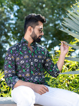 Black Patola Full Sleeves Cotton Printed Shirt